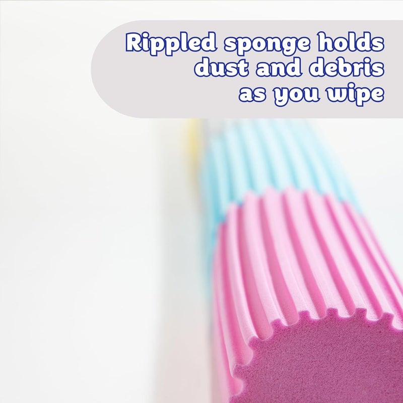 Scrub Daddy Damp Duster, Multipurpose Dusters for Cleaning - Wooden & Venetian Blind Cleaner Tool, Ridged Wet Dust Sponge for Skirting Board, Radiator, Blinds & Mirrors, Home Cleaning Products, Pink - Image 3